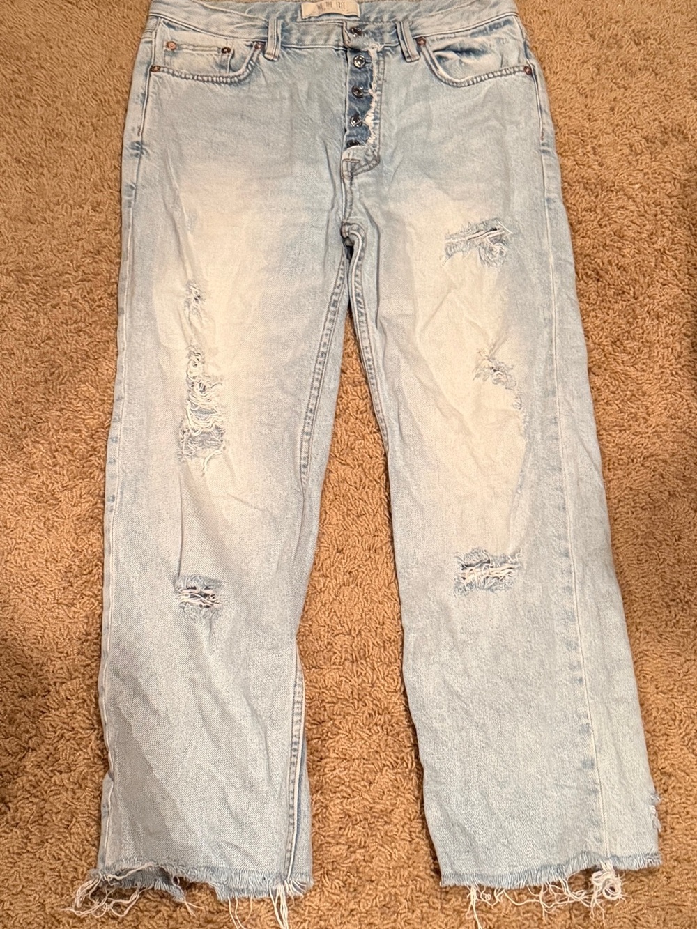 We The Free Light Blue Distressed Straight Leg Jeans